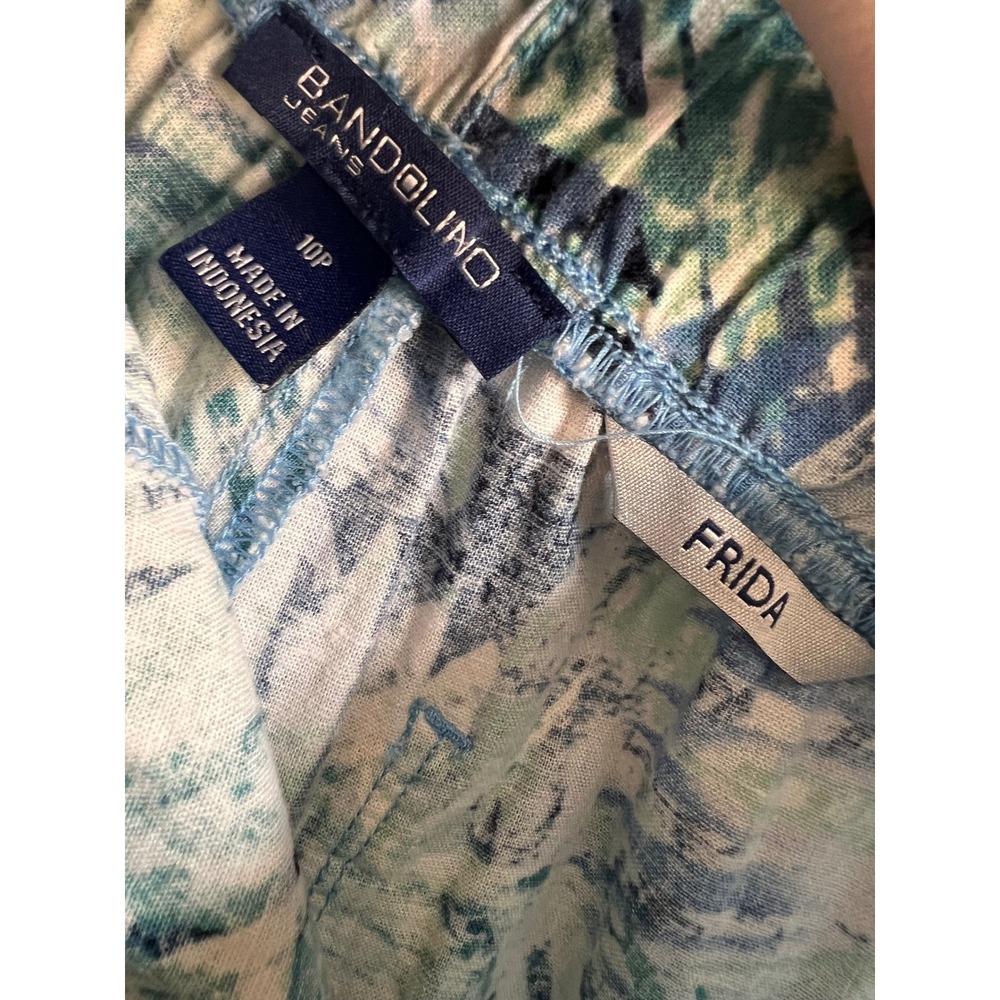 Bandolino Jeans Petite Palm Leaf Print Wide Leg Pant Women Size 10P Linen Petite - Picture 7 of 10